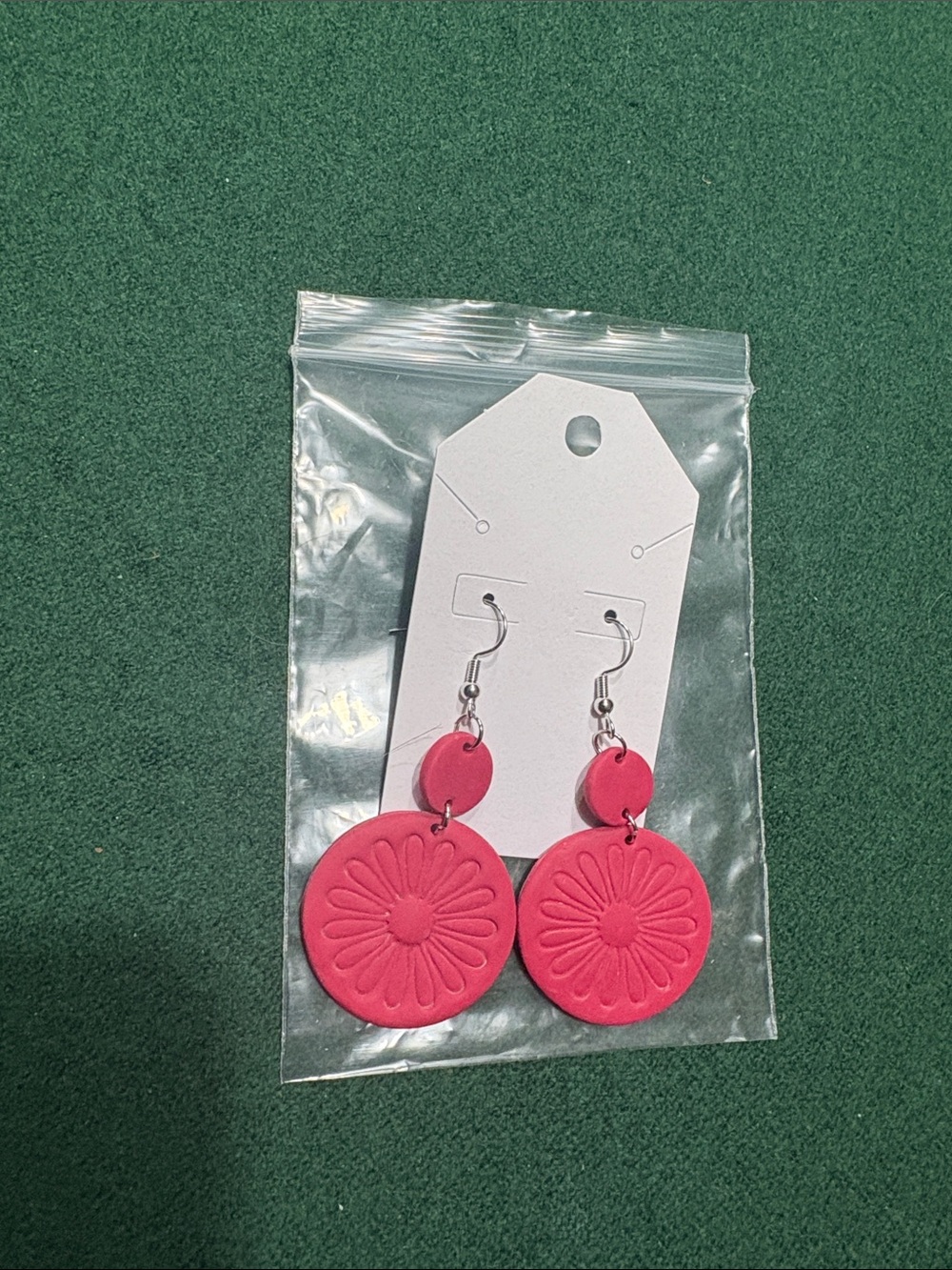 NWT Pink Floral Dangle Clay Earrings